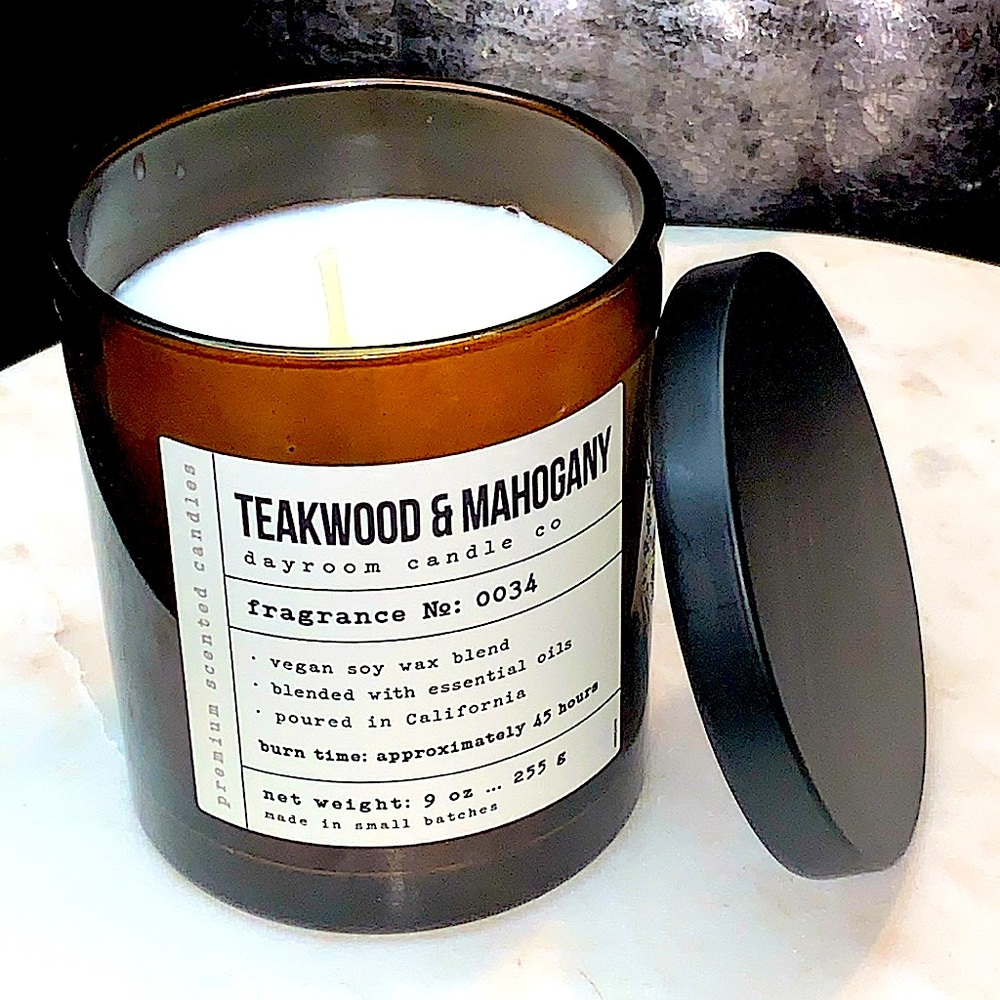 LEOBEN CO CANDLE TEAKWOOD & MAHOGANY NO 0034 1 WICK 9 oz NEW